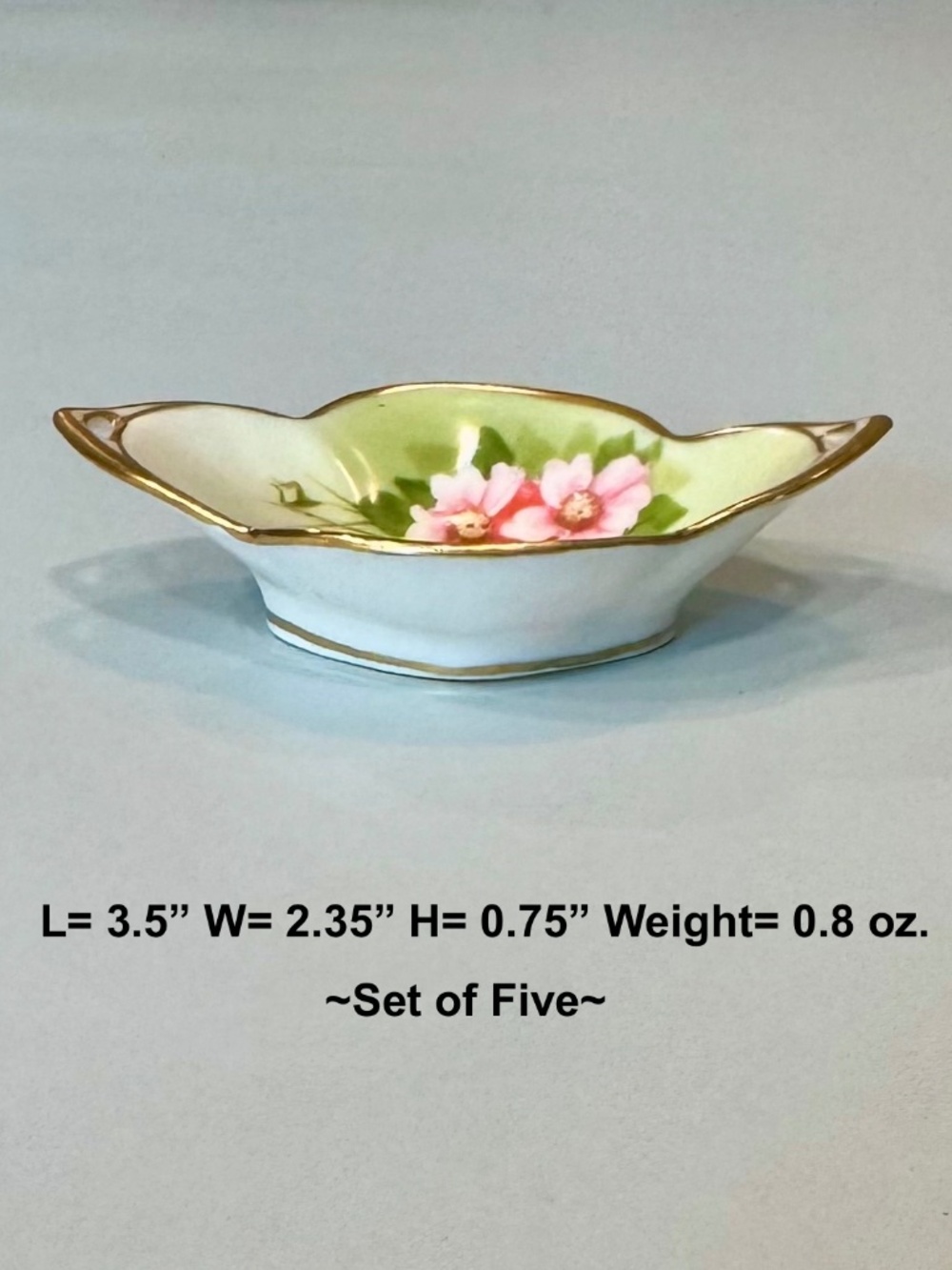Antique Nippon Noritake Morimura Hand Painted Salt Cellars Nut Dishes Pink Roses